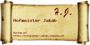 Hofmeister Jakab névjegykártya